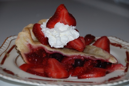 Three Berry Rhubarb Pie